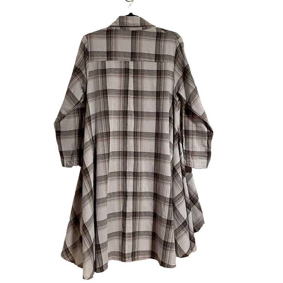 tulip brand clothing plaid cotton boho 2 pocket button full sweep tunic XS - Picture 5 of 11